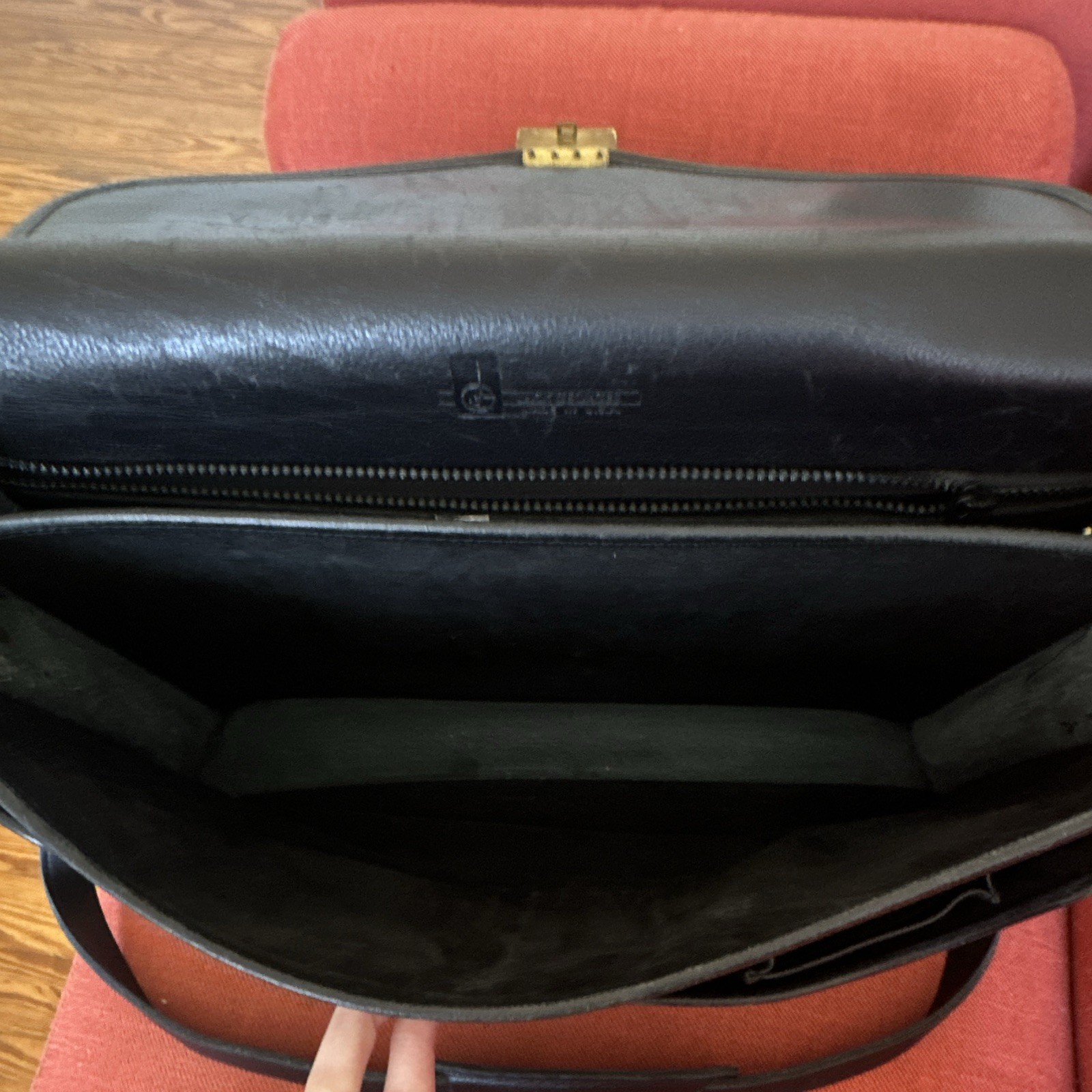 Jack Georges Black Men’s Briefcase/Document Case Push Lock Zip Inner Pockets