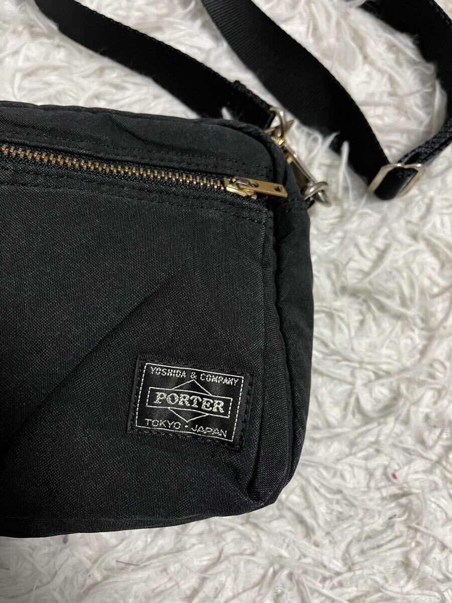 PORTER DRAFT Shoulder Bag Water Repellent Black Paper Nylon Fabric 16x24x4cm