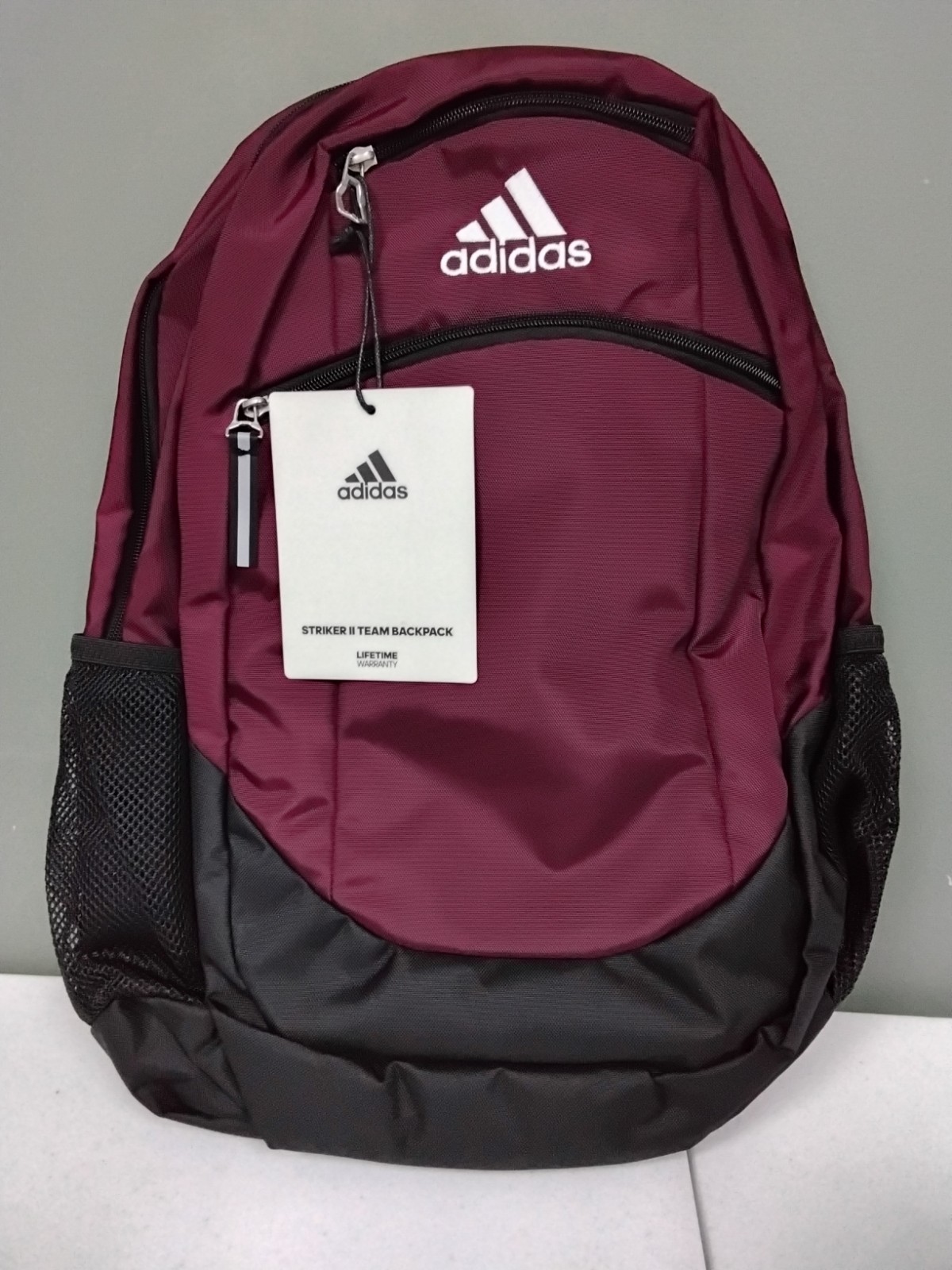 New! adidas Unisex Striker II Team Backpack, Team Maroon, One Size NWT!