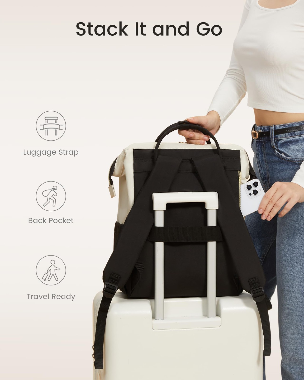LOVEVOOK Laptop Backpack for Women, 15.6 Inch Work Business Backpacks Purse with