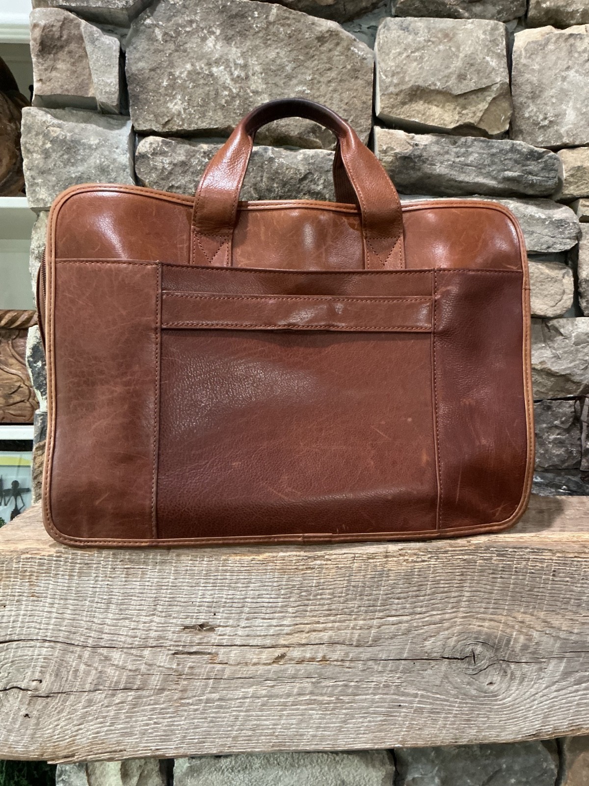 WILSON LEATHER Brown Genuine Leather Briefcase Travel Bag Laptop Expanding VG ❤️