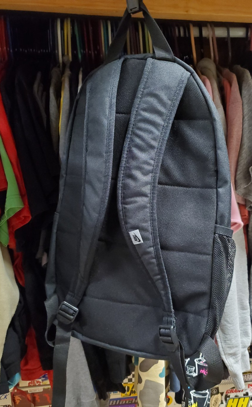 NIKE Sportswear NSW Hook & Loop LOGO Patch Black Gray Day Book Bag Backpack EUC