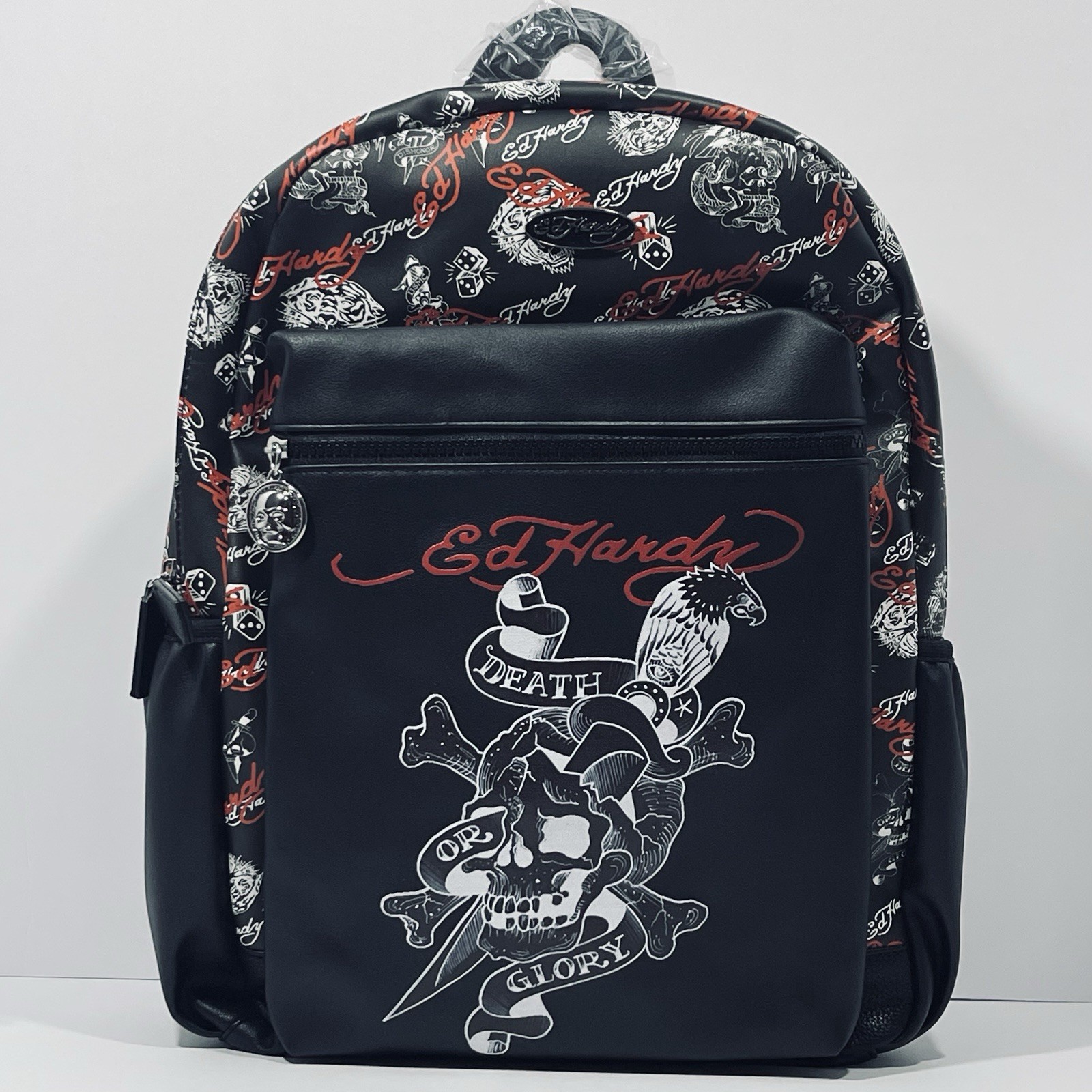 New Ed Hardy Backpack/ Laptop Bag Death Or Glory Black Red White Y2K Grunge