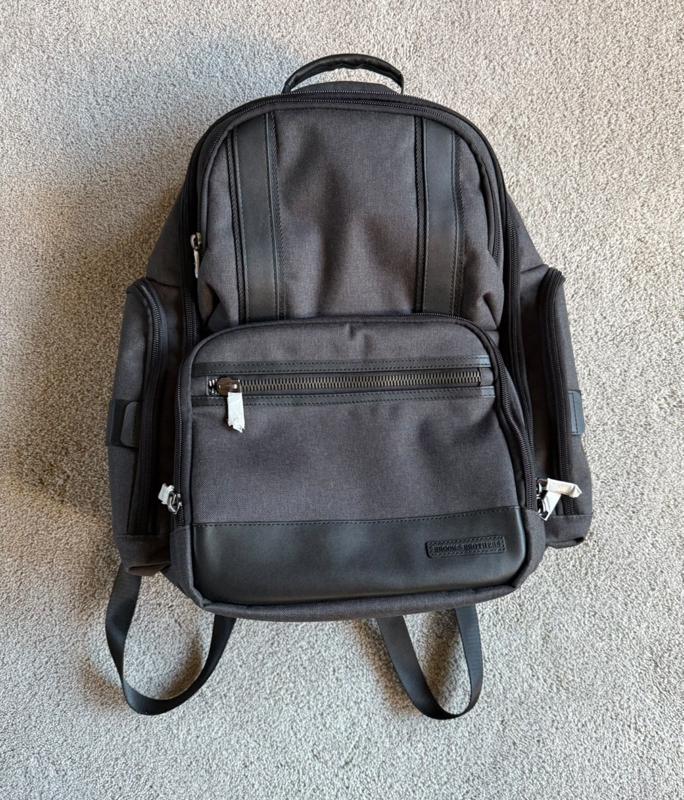 Brooks Brothers BB18821 Grant Dual-Handle Backpack -Charcoal Grey & Black-New