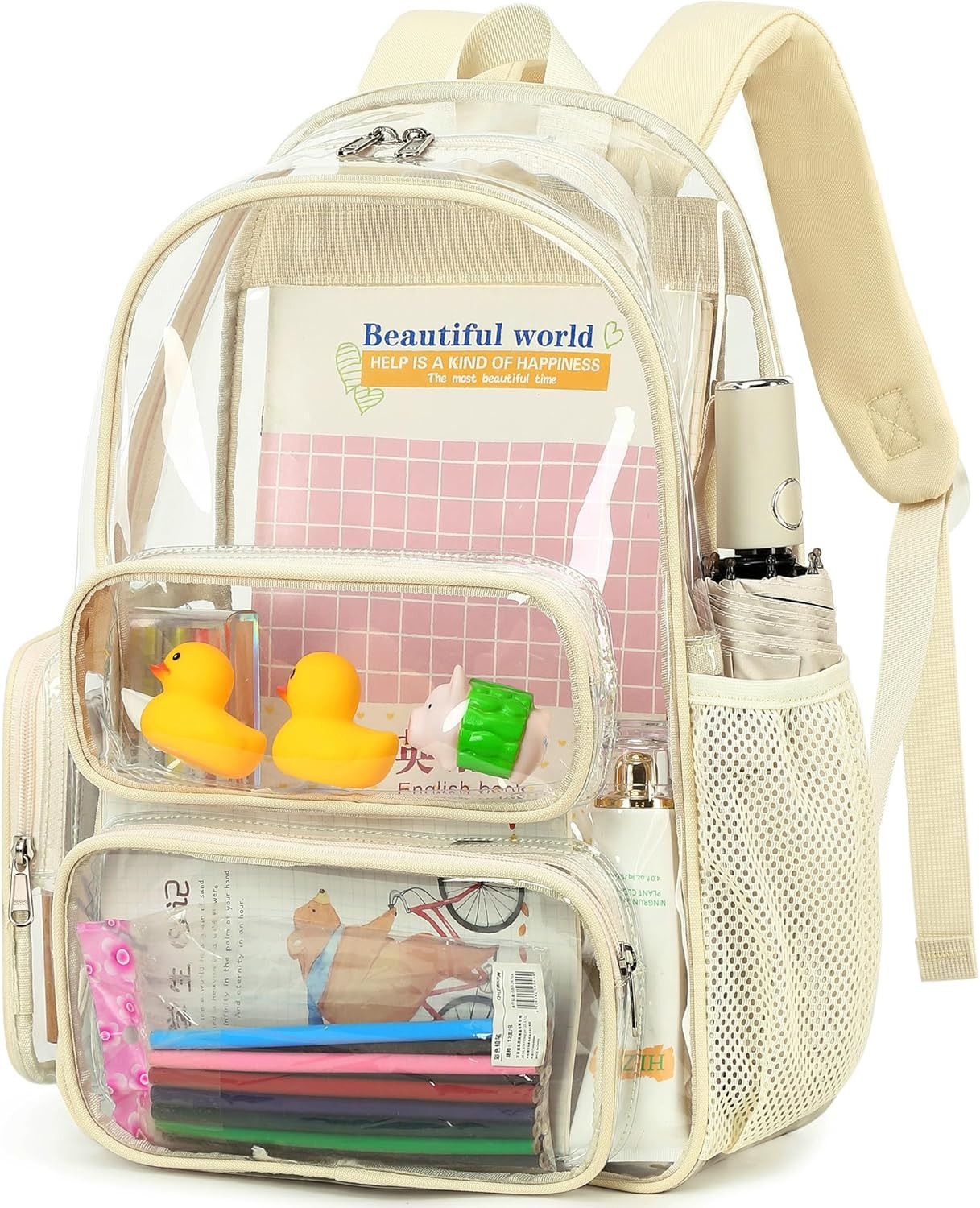 Clear Backpack Heavy Duty Transparent Bag for Stadium Events See through Bookbag