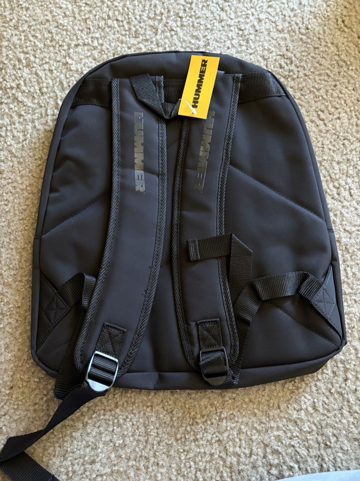 **HTF** VINTAGE “HUMMER” BLACK BACKPACK with ICONIC YELLOW LOGO
