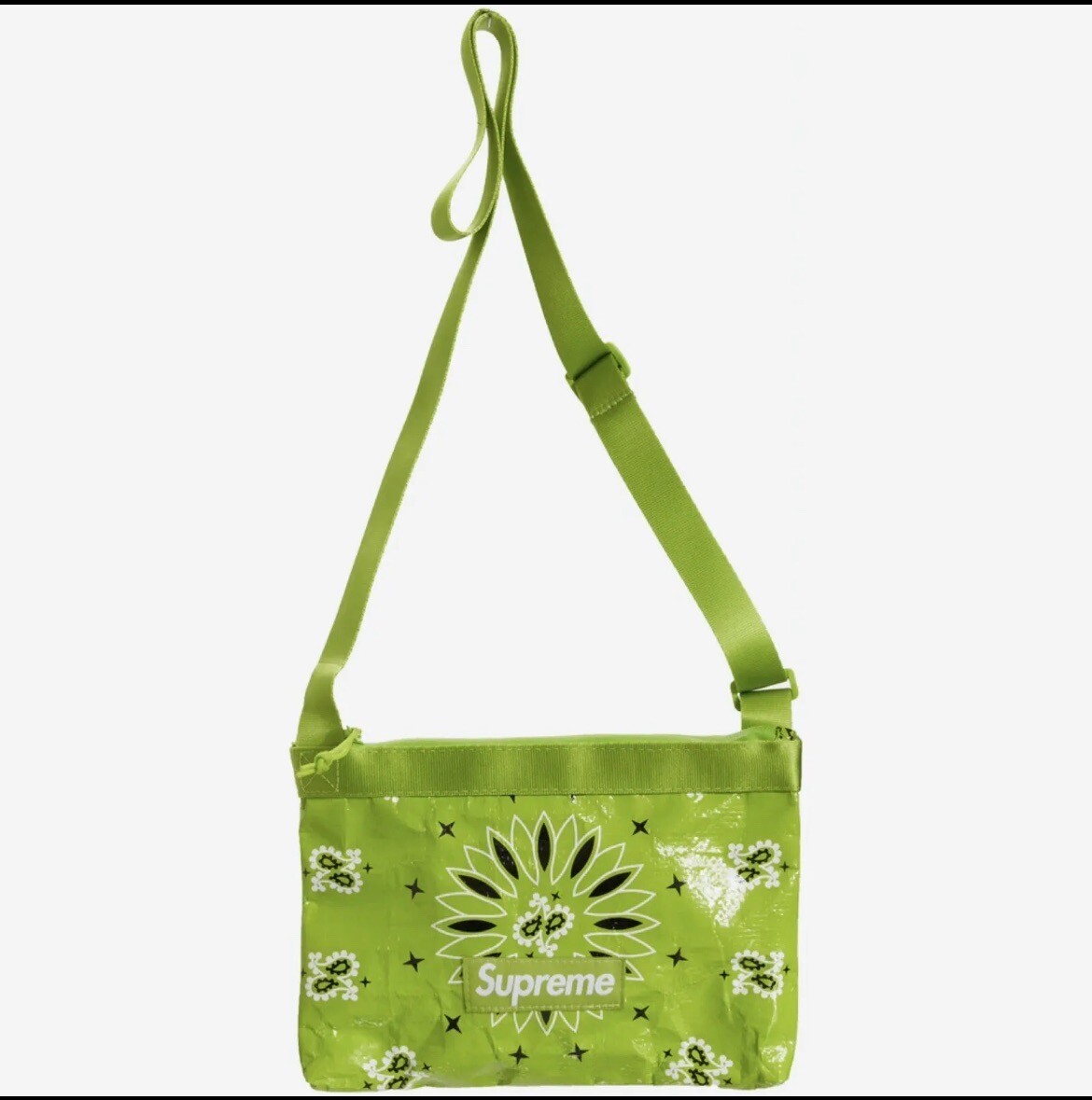 Brand New 100% Authentic Supreme Bandana Tarp Side Bag Bright Green OS SS21