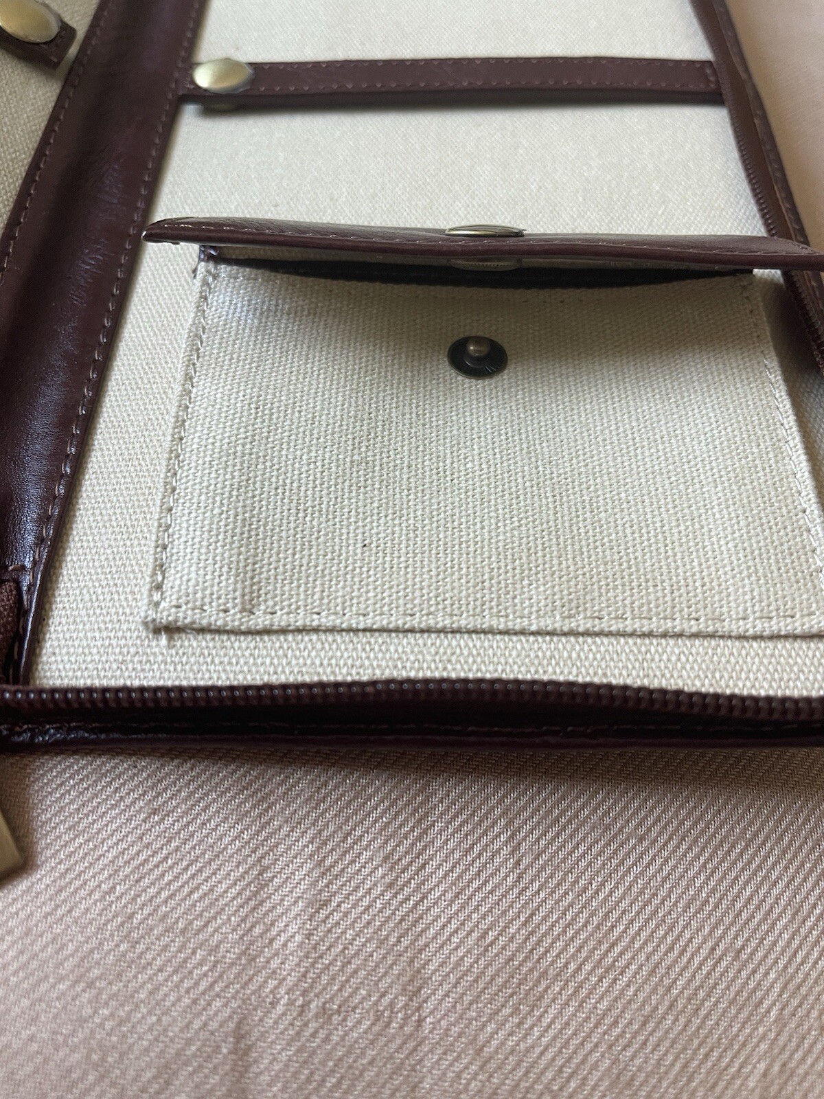 Vintage Red Envelope Brown Leather Tie Travel Carrier Zip Around Travel Case