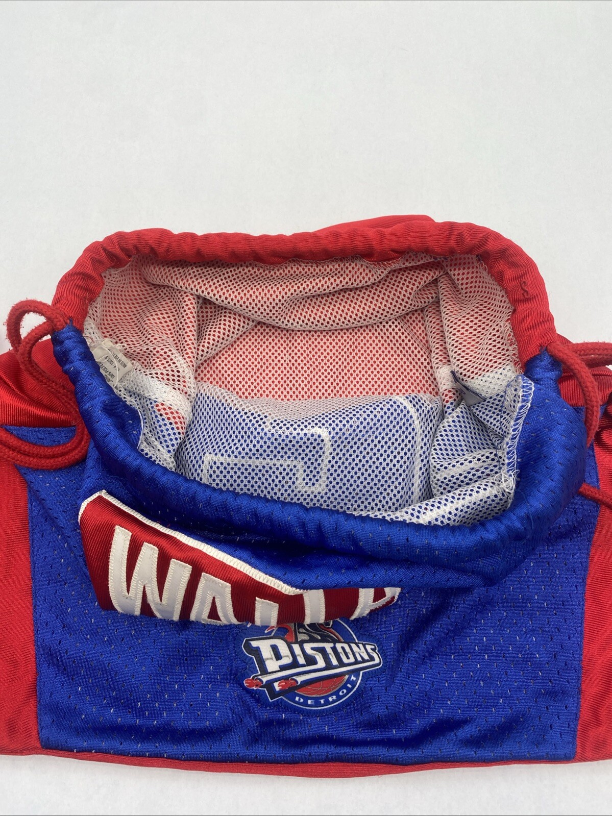 (2) WALLACE Drawstring Cinch Sacks Backpack School Tote Gym Bags Red White Blue