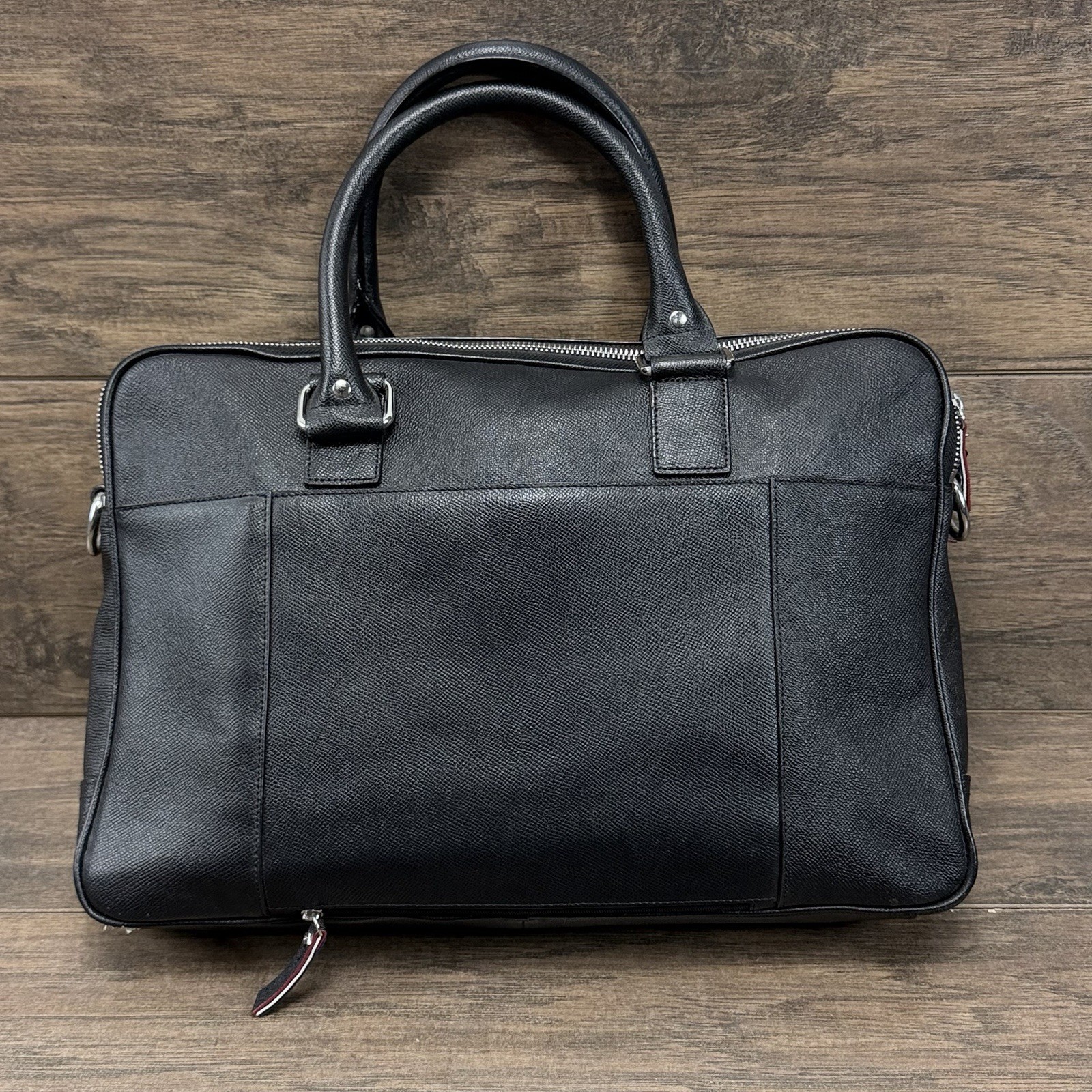 Cole Haan American Airlines Briefcase Black Pebbled Leather Travel Laptop Bag