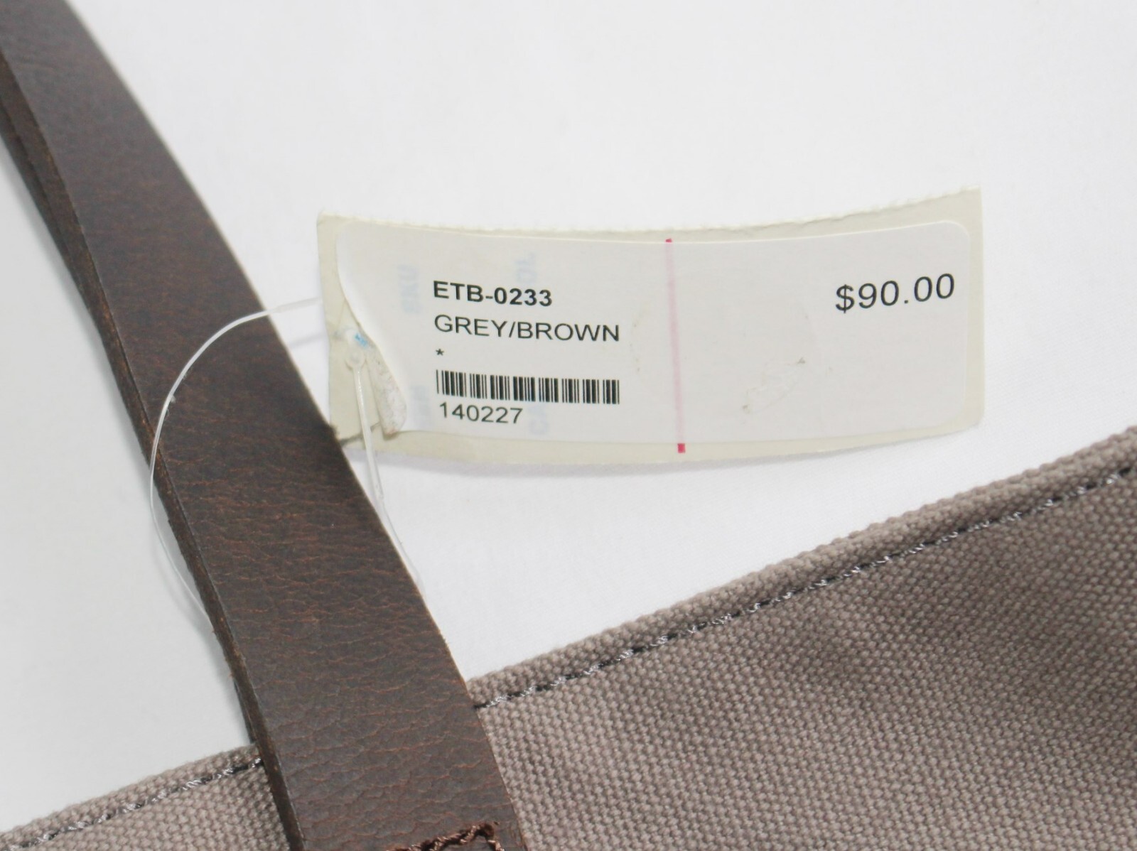 $90 New Urban Travelware CANVAS LEATHER Leather Strap Tote Bag 17×14 Gray Brown