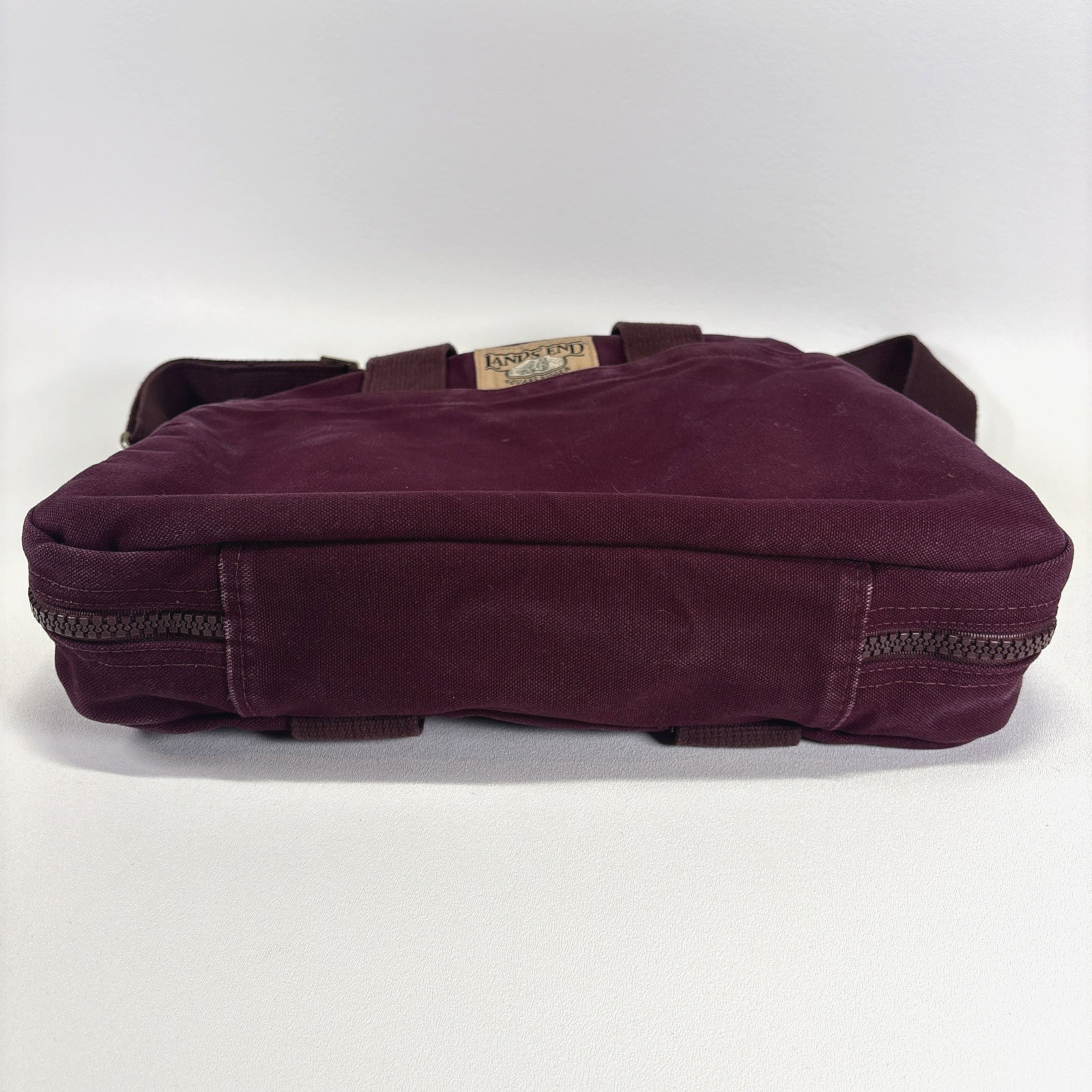 Vtg Lands’ End Square Rigger Canvas Briefcase Maroon W/ STRAP Made in USA Bag