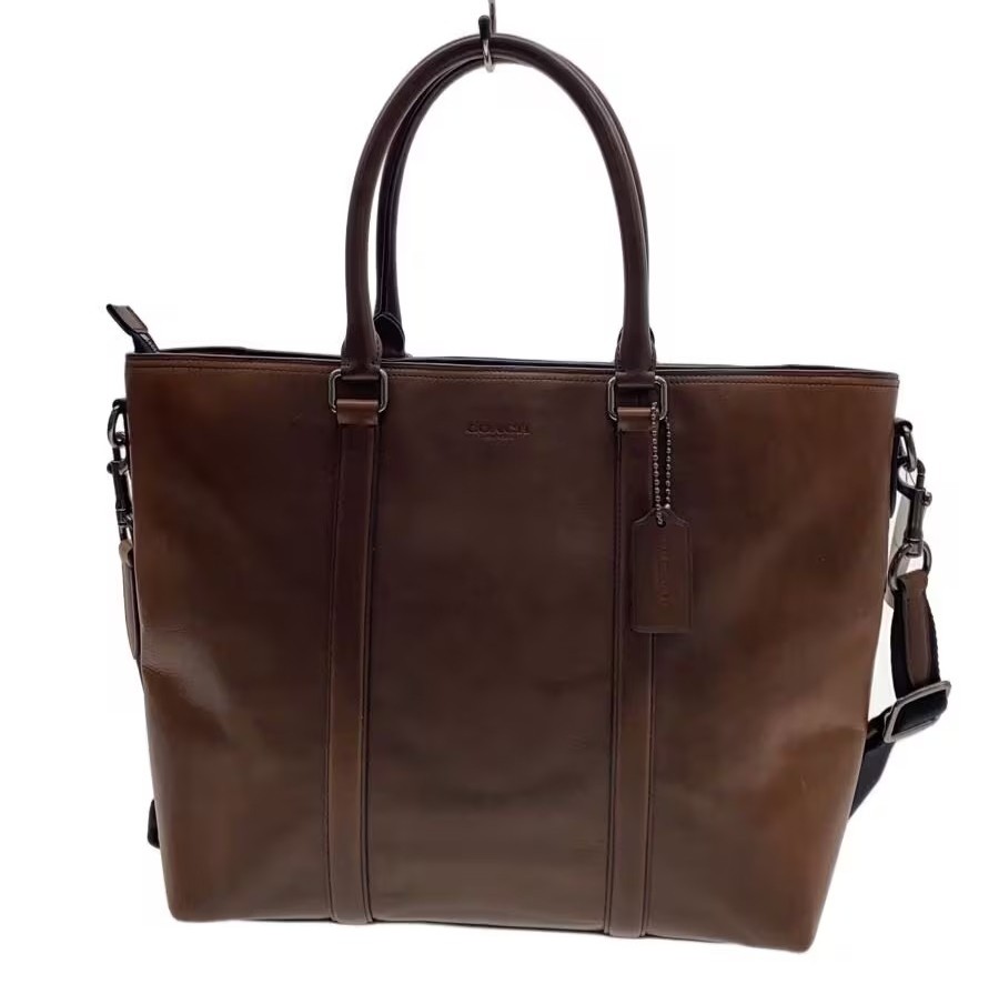 COACH Metropolitan 2-Way Handbag Brown Leather Men Business Shoulder bag 71734