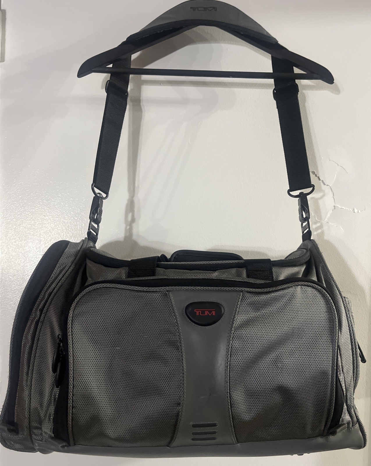 TUMI Boston 2Way Ballistic Nylon Duffle Bag Carry On Gray 525PW Strap (See Pics)