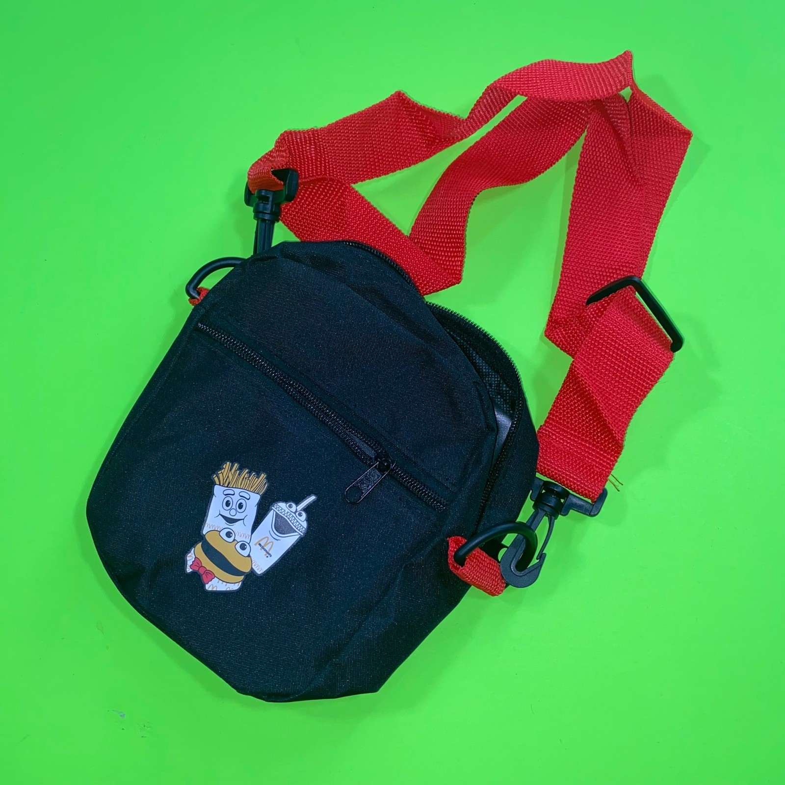McDonalds Graphic Crossbody Bag Black Red Adjustable Strap Hit Promo Messenger