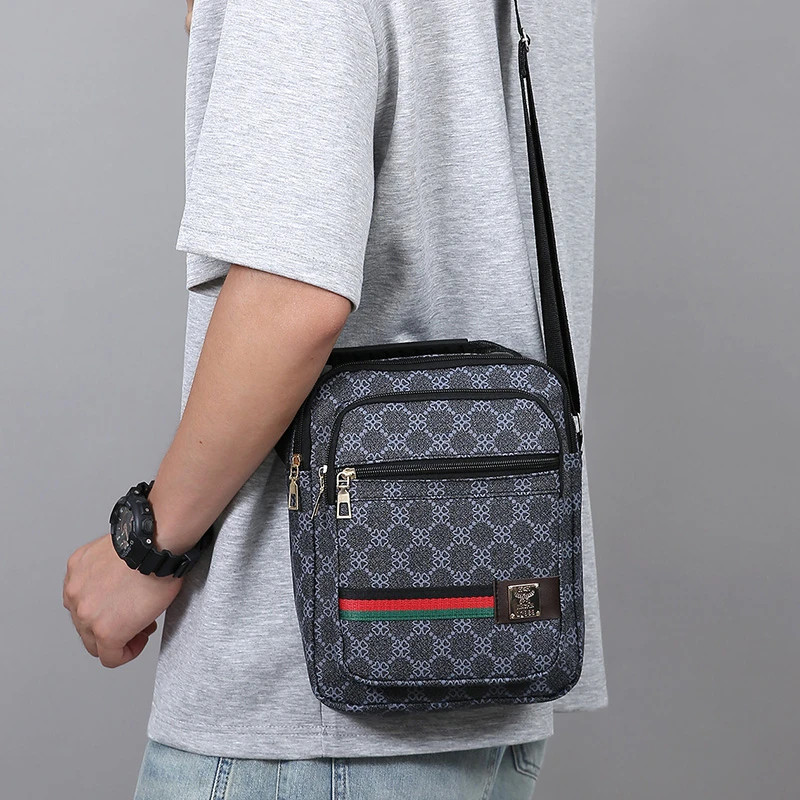 Men’s Crossbody Shoulder Bag Multi Layer Versatile Casual Messenger Handbag