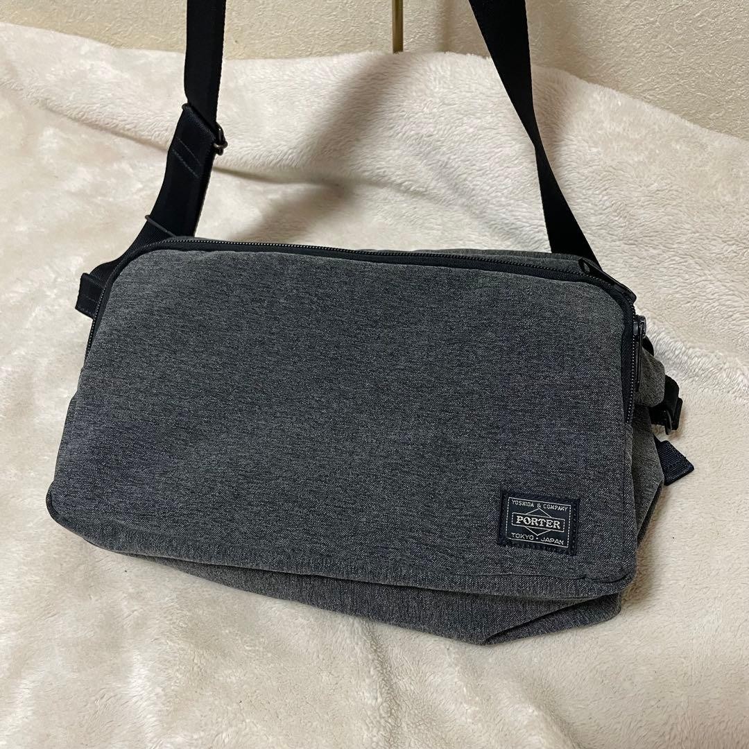 Porter Function Bioliner Shoulder Bag S, Herringbone Nylon Poly Blend