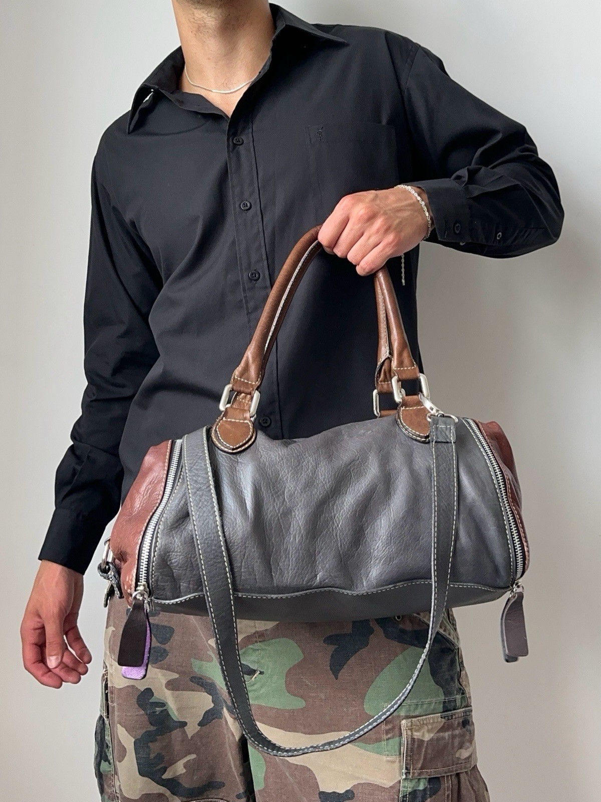 Vintage Luxury Designer Leather Bag Men’s Old Money Made In Italy Archive 90s