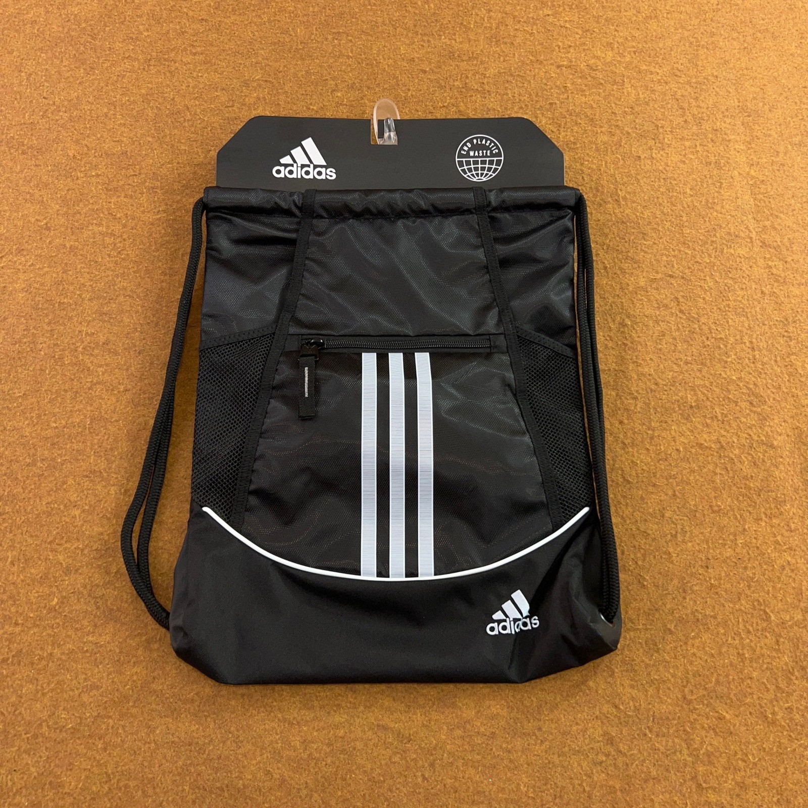 Adidas Unisex OS Black Alliance II Sackpack Drawstring Gym Bag NWT