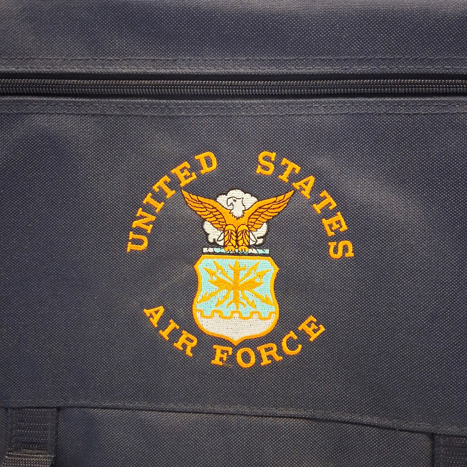 Heavy Duty Blue Mesenger Bag United States Air Force Embroidered Emblem EUC