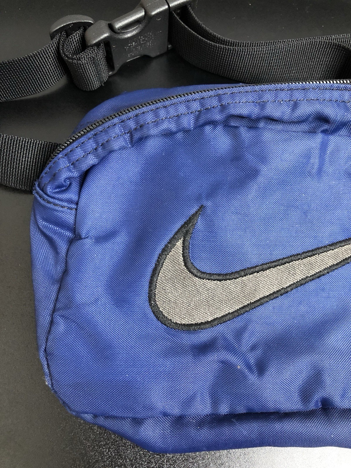Vintage Nike Dark Blue & Black Fanny Pack Waist Bag White Tag Buckle EUC