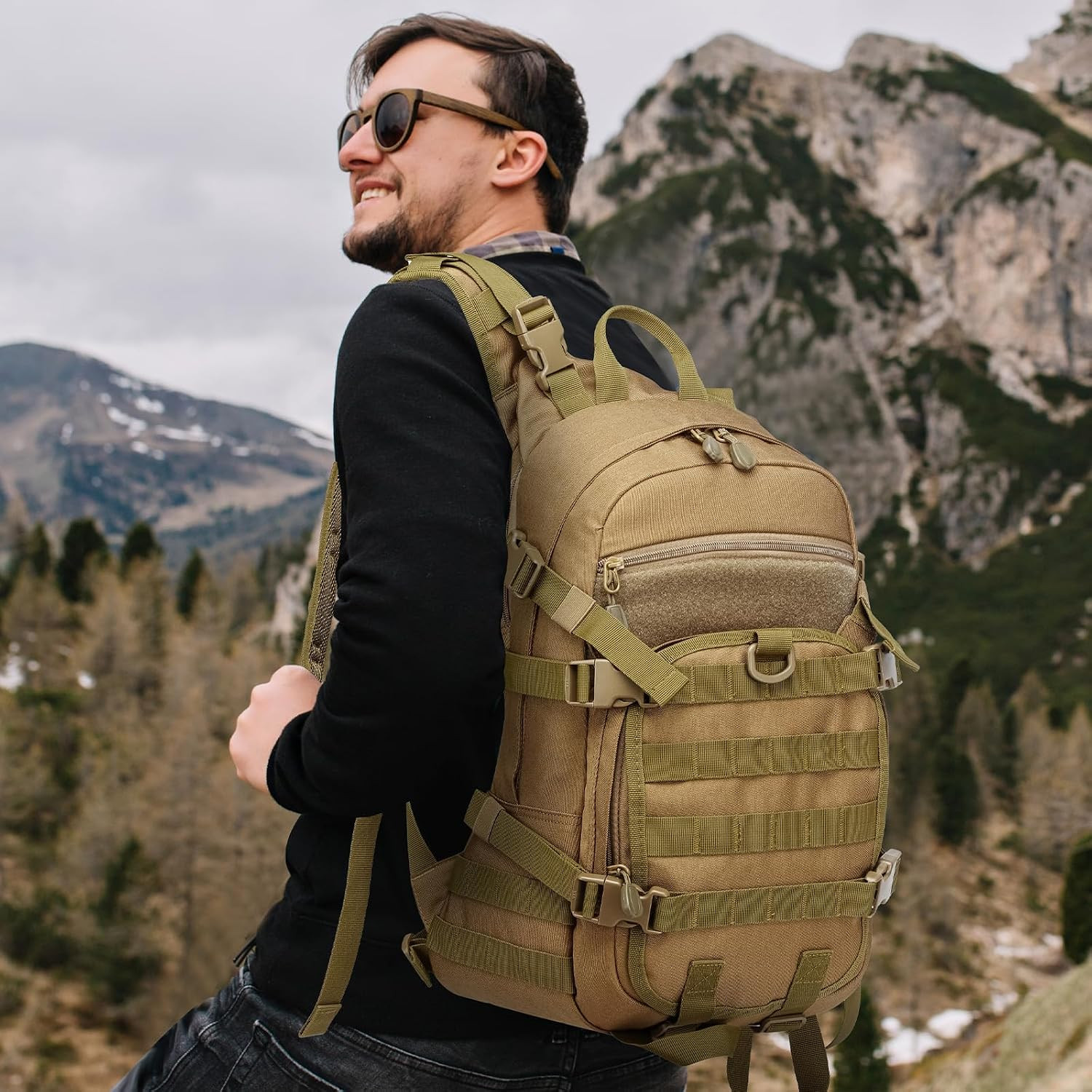 25L Small Tactical Backpack for Men, Military Waterproof Backpack with Multiple