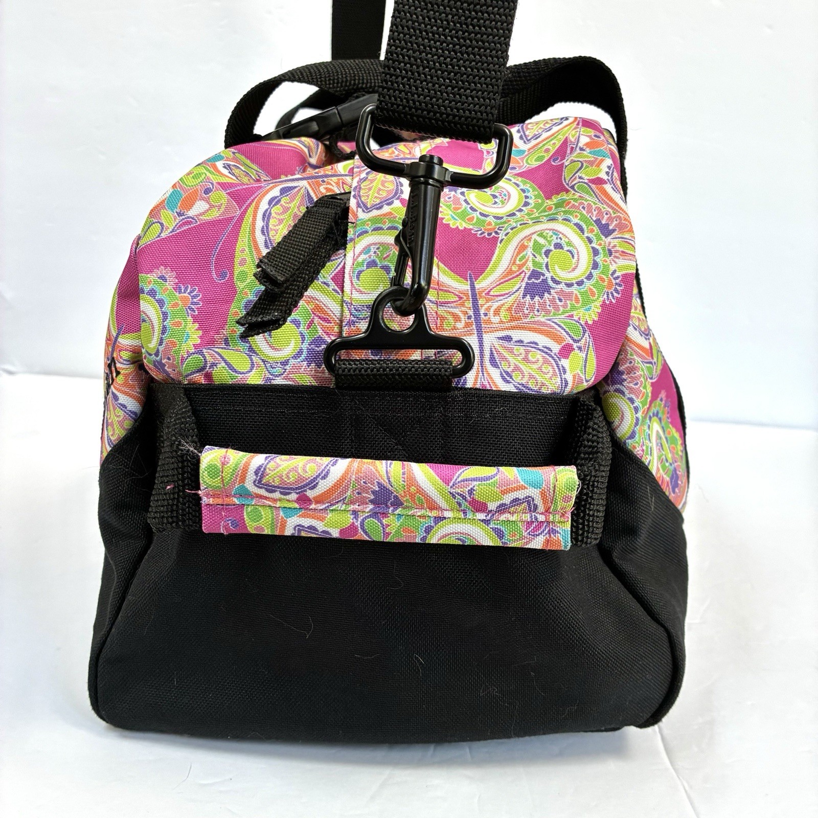 LL Bean Adventure Duffle Bag Small Paisley Butterfly Pink Carry On Tote Gym EUC