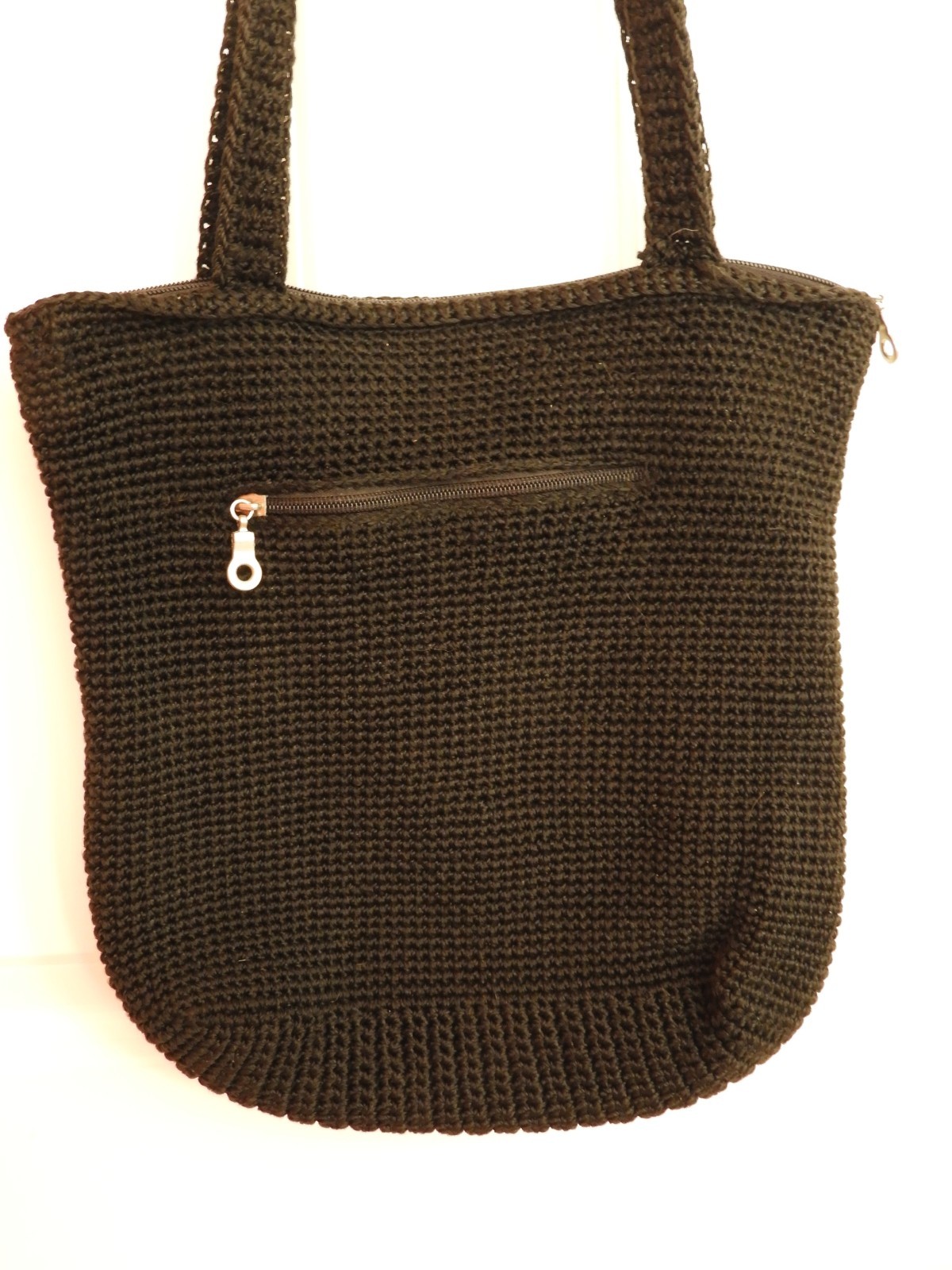 Sony Crochet Black Messenger Purse Bag Handbag