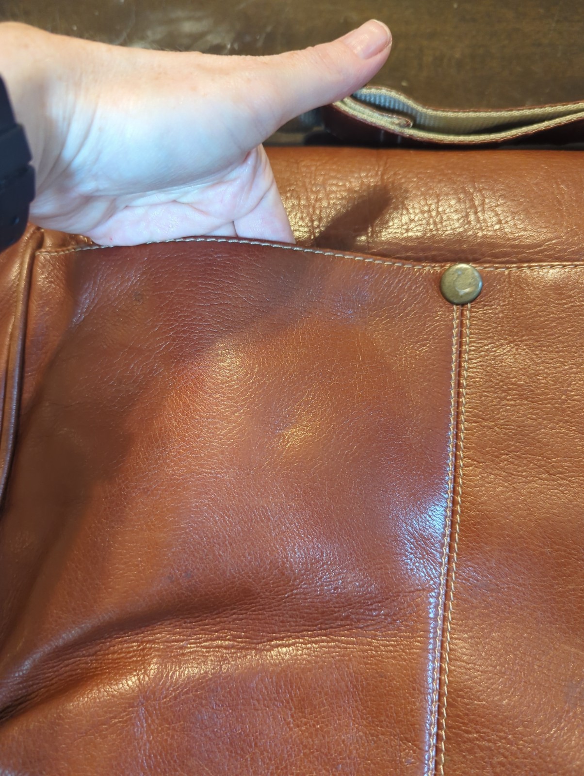 AMERICAN CREW Men’s Leather Messenger Work Bag Crossbody Bag Brown