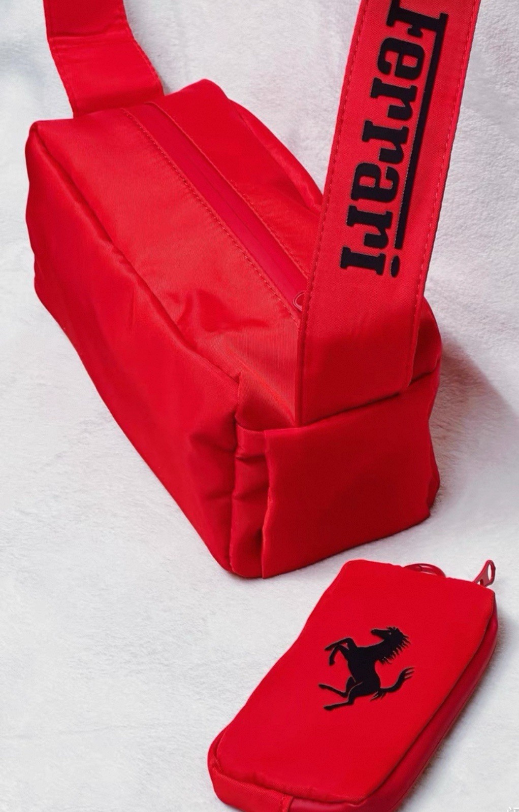 Ferrari Bag Fanny Pack Bag Embroidered Logo Red New Ferrari Crossbody Bag