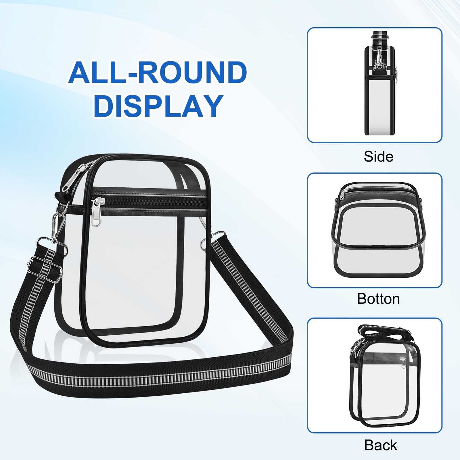 Clear Bag for Stadium Events Handbag with Medium, Black