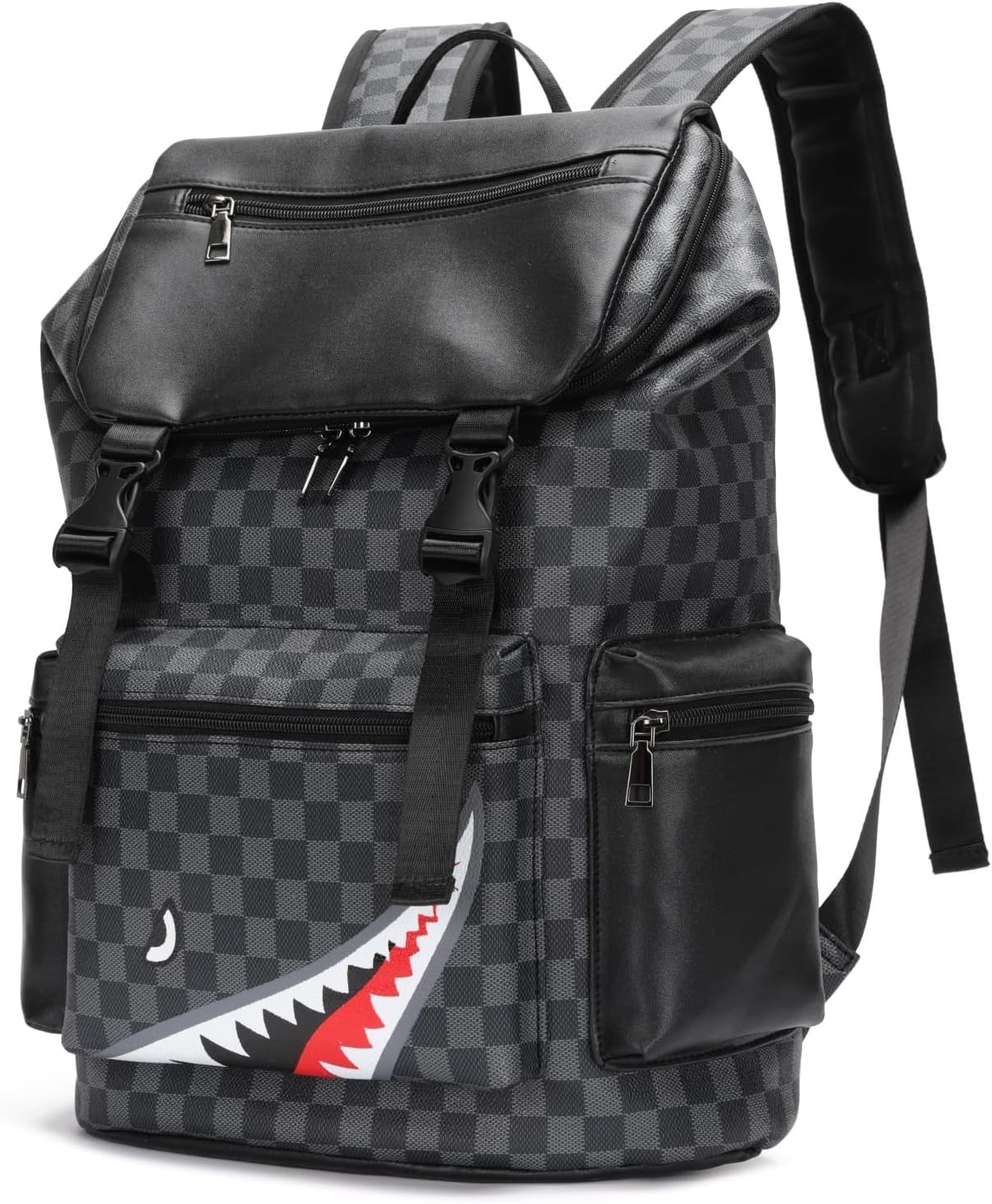 Leather laptop backpack, PU leather backpack Men Women, casual backpack, wate…