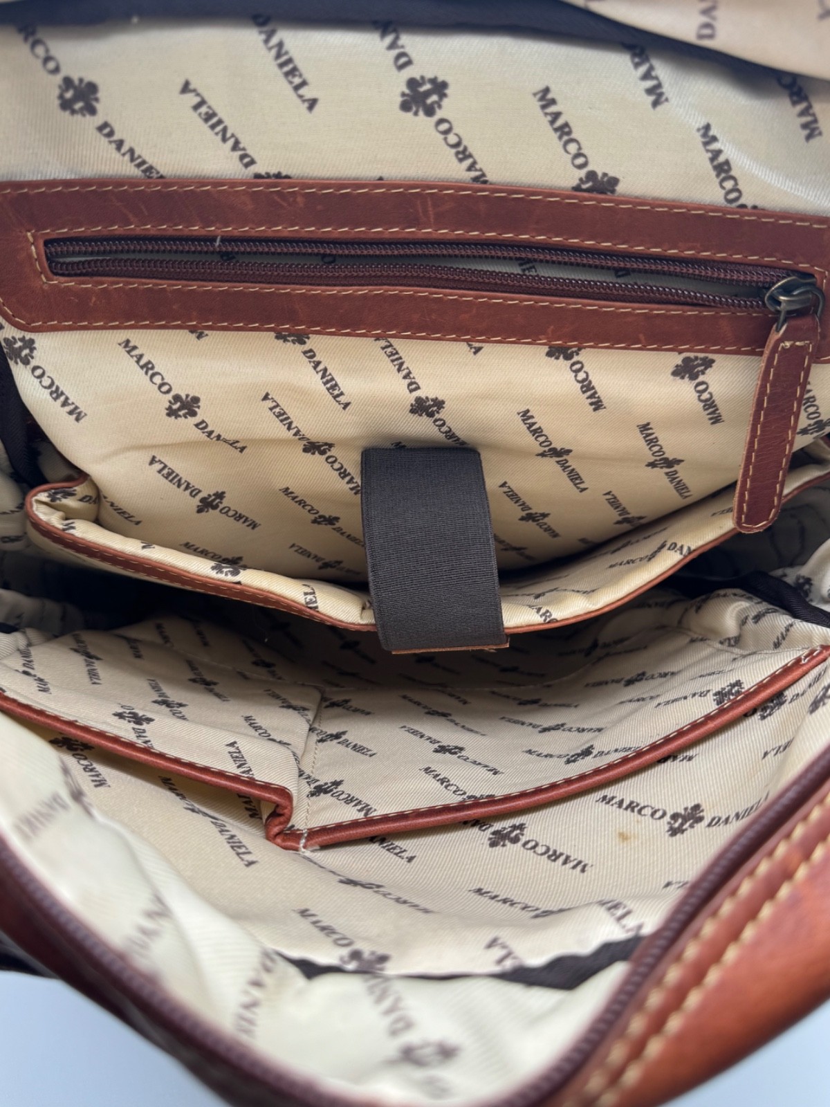 Marco Daniela distressed brown genuine leather backpack / laptop bag