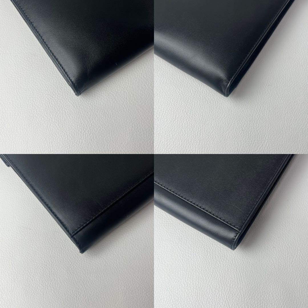 Dunhill Large Clutch Bag Second Bag Black Leather Dial Lock A4 Flap Men’s
