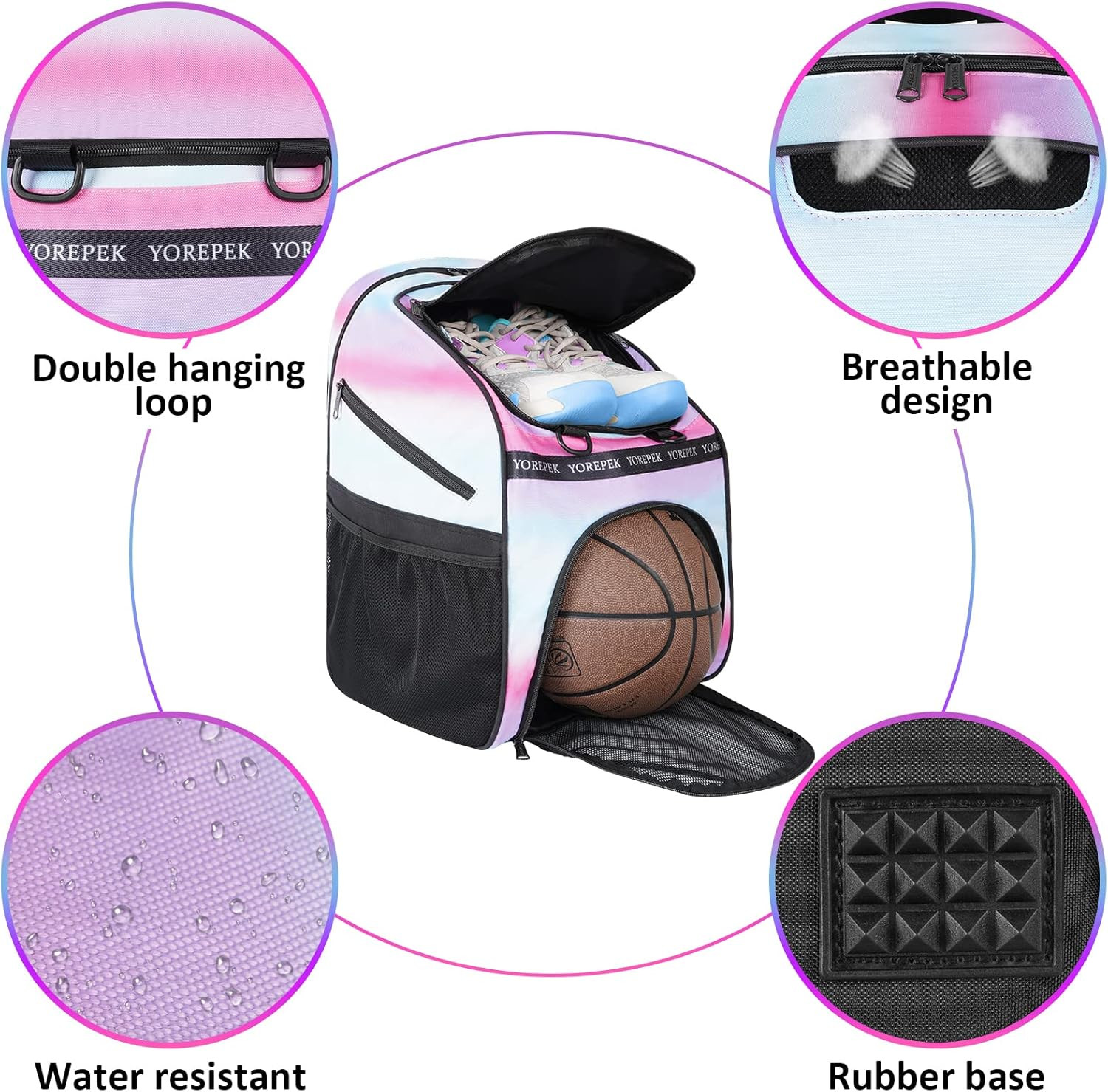 Large Basketball Backpack Bag with Shoe Compartment, Ball Holder | Water Resista