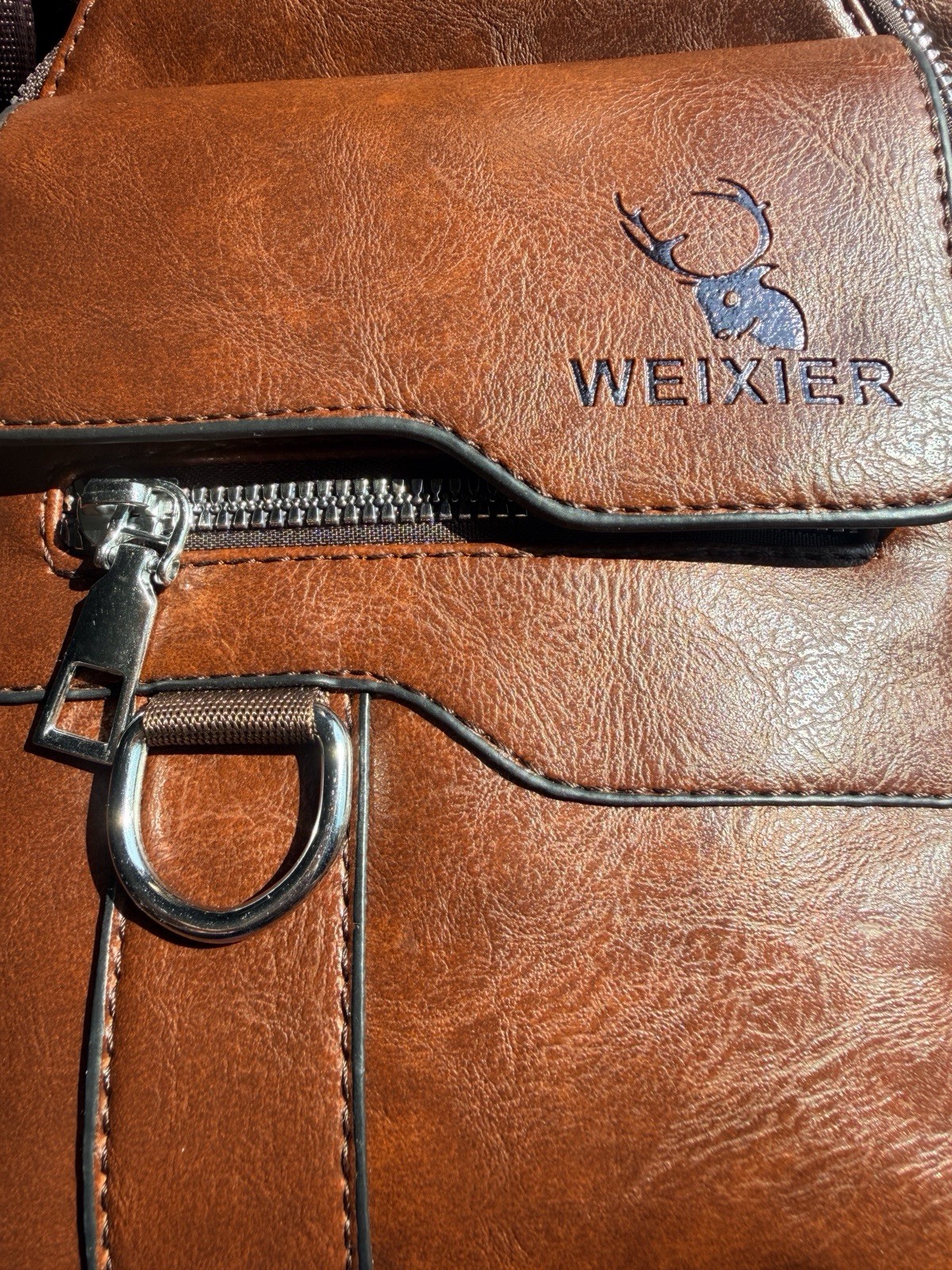 WEIXIER Men’s Brown Crossbody Sling Chest Bag, Adjustable Strap, Outer Pockets