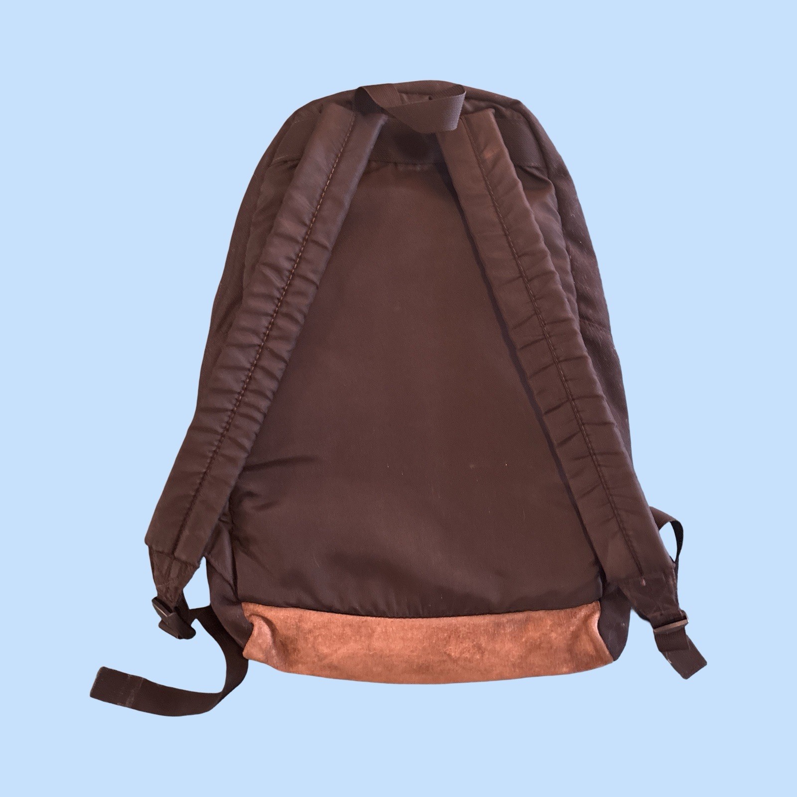 Nike Backpack Suede Bottom Rare Embroidered Swoosh Zipper Shoulder Pad 90s Y2K