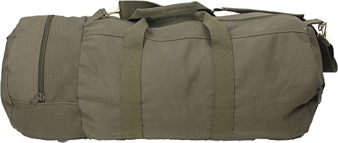 ARMYU Cotton Canvas Large Shoulder Duffle Bag Olive Drab Tote with Straps