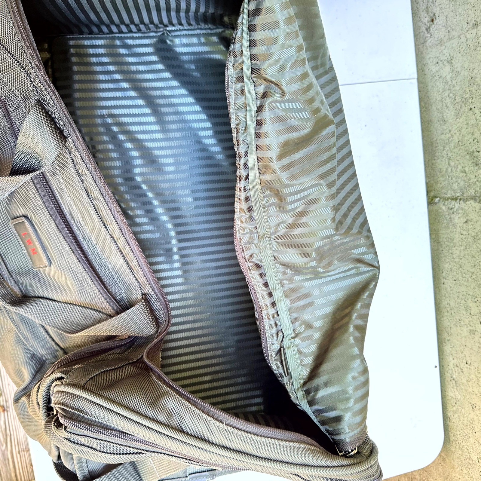 Tumi Large Duffel Bag Alpha Ballistic Nylon Green Travel Weekender Monogrammed