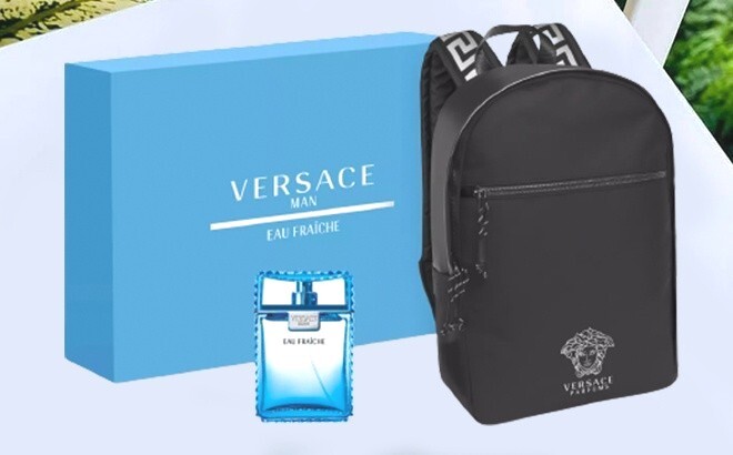 Versace Mens Eau Fraiche 2-PC Gift Set Eau De Toilette & Backpack Authentic NIB