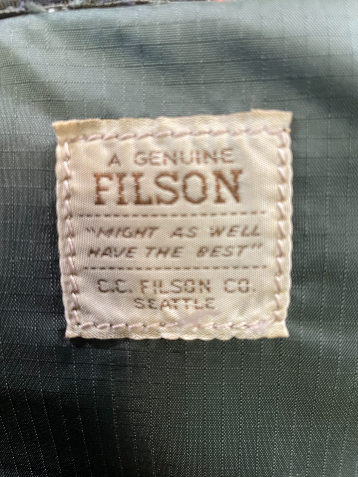 Filson Utilitarian Leather Accent Nylon Backpack repaired see description