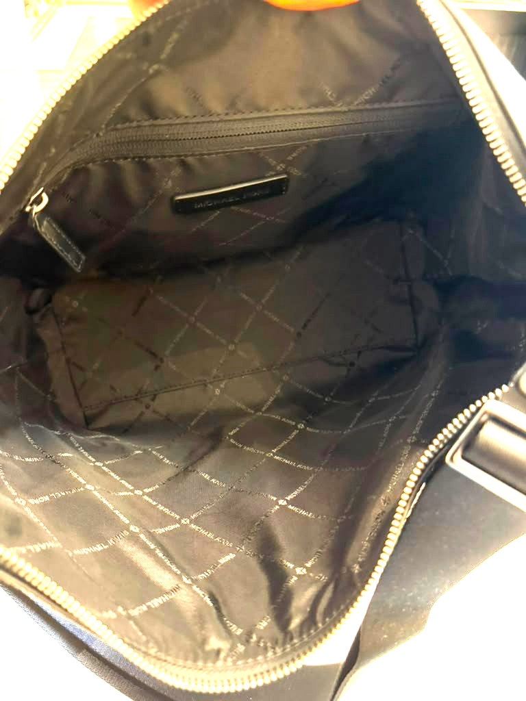 Michael Kors Cooper Pebbled Leather Soft Crescent Bag Black Men Crossbody