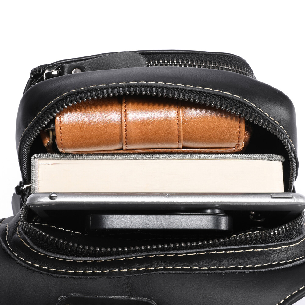 Men’s Chest bag Genuine Leather Sling Backpack Shoulder Bag,Crossbody Bag Travel