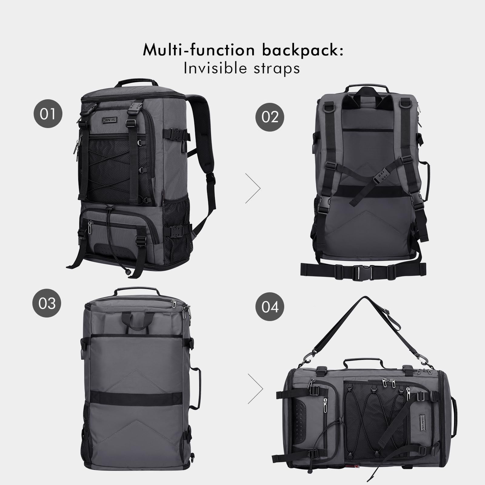 Travel Backpack for Men Convertible Large Carry on Bag