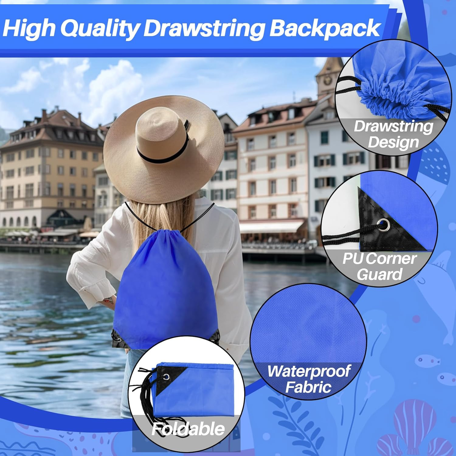 6PCS Drawstring Backpack – Drawstring Gym Bag Waterproof Bags Bulk String Backpa