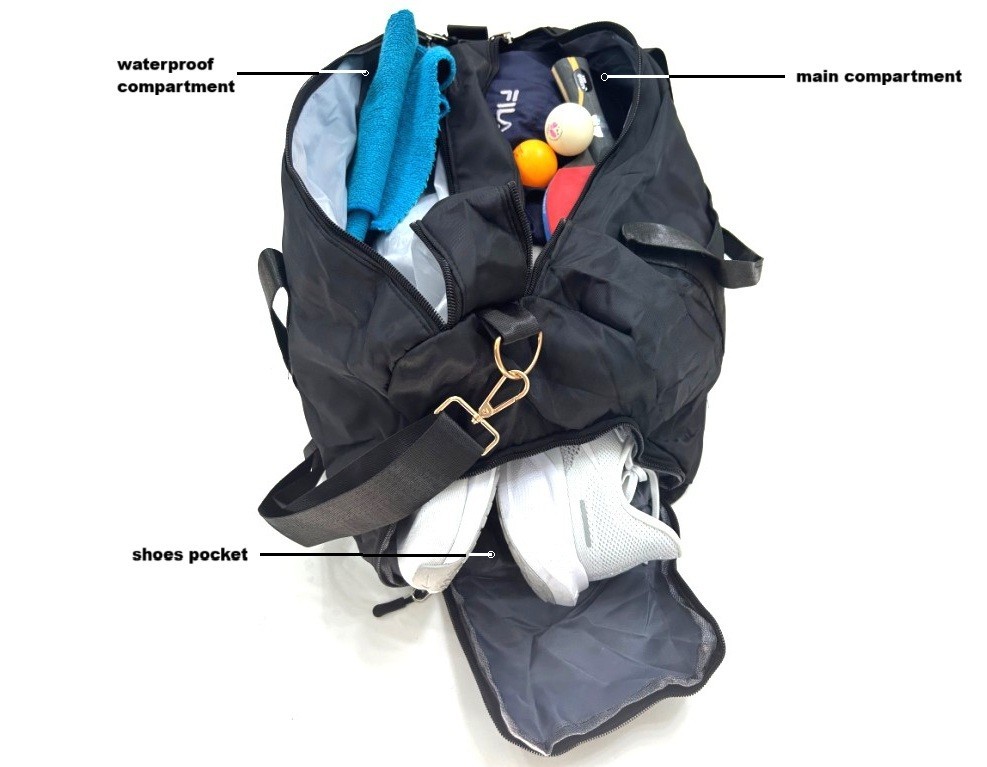 19″ Sports Duffle Gym Sling Travel Bag in Black