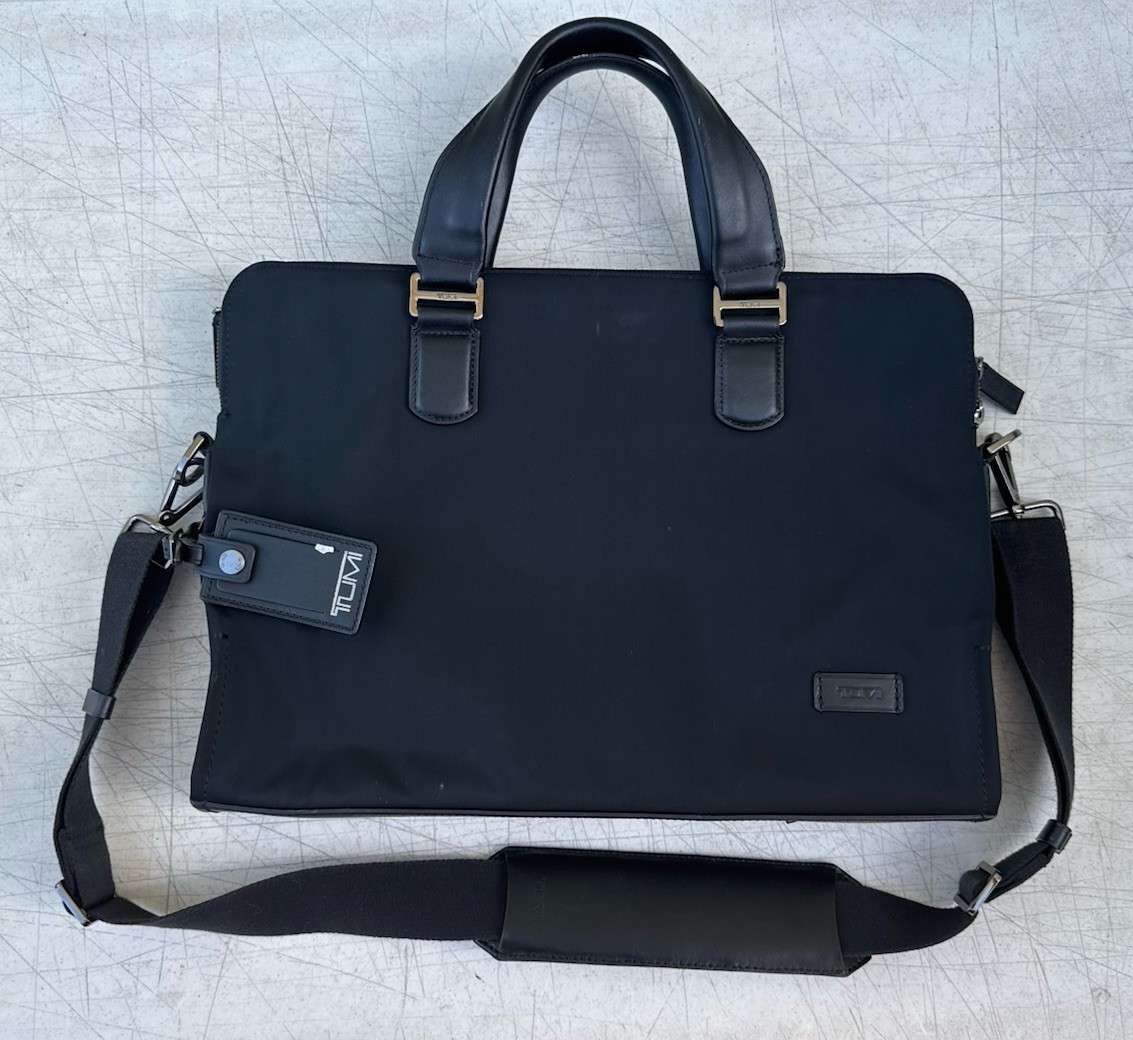 TUMI Harrison Seneca Slim Briefcase Black Nylon Leather Laptop Bag 66000D