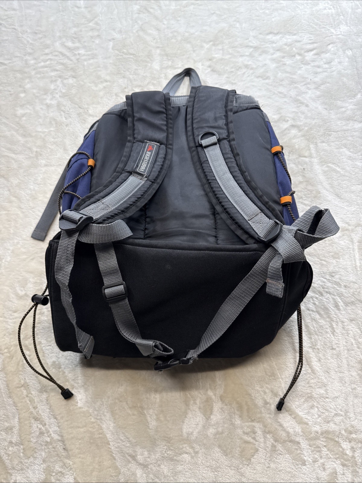 High Sierra Mountain Backpack Navy Blue Black 7 Pocket 16 Inch Computer.