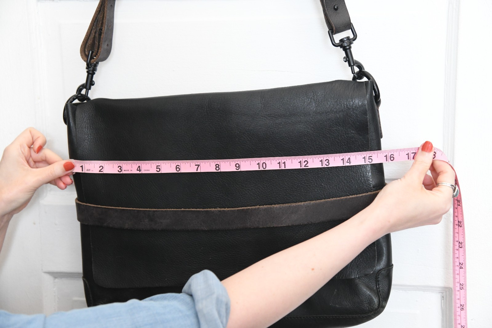 Allsaints Leather Messenger Laptop Bag, Brown/ Black