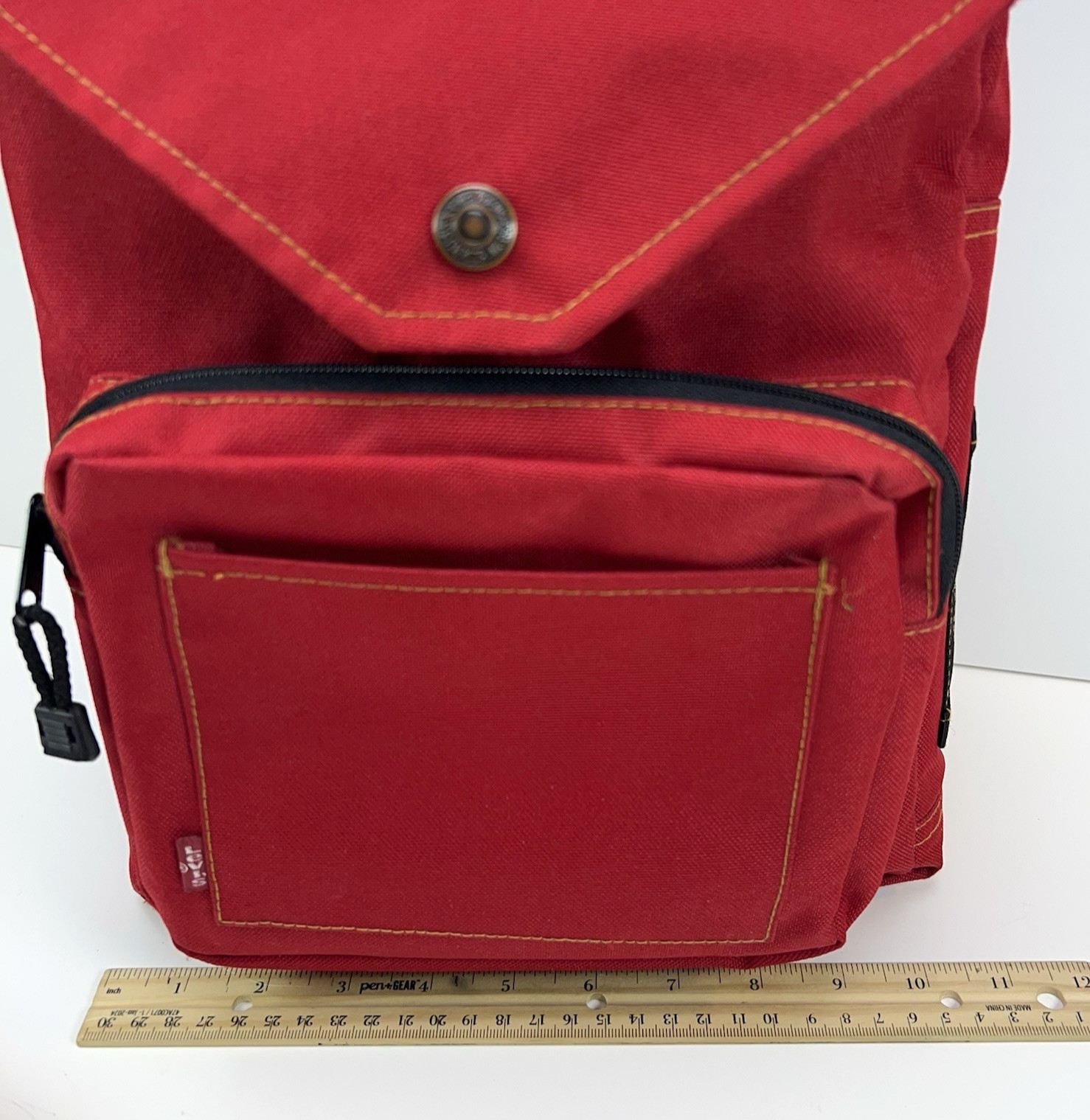 LEVI’S Backpack Canvas Messenger 13” Daypack Bag Snap Flap Adjustable Padded Red